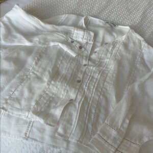 Zara Ivory Textured Blouse
